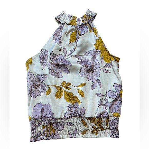 Monteau Halter Smocked Sleeveless Floral Blouse NWOT - Picture 3 of 10